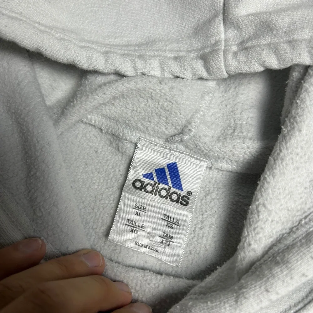 Adidas Vintage 90s Skater Baggy Hoodie White Grey Stripe Size XXL